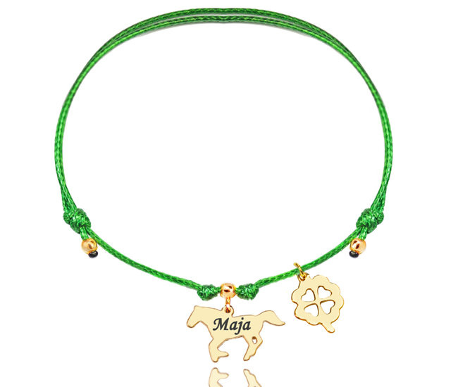 1334 BRANSOLETKA Z GRAWEREM złota na sznureczku