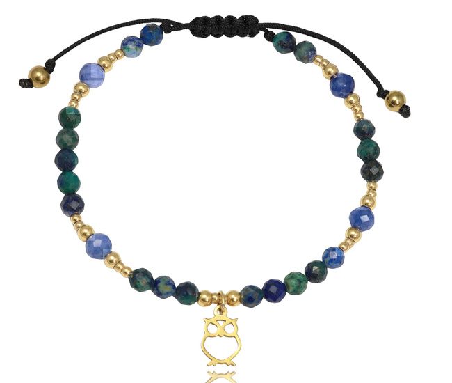 1859 bransoletka z sową lapis lazuli, tygrysie oko