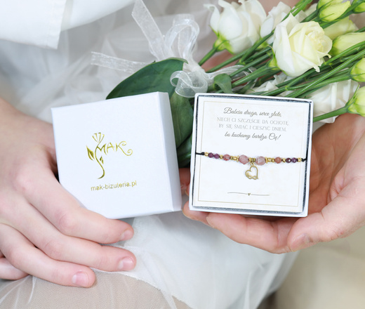 Bransoletka dla Babci kwarc truskawkowy pudełko z dedykacją 1897/2