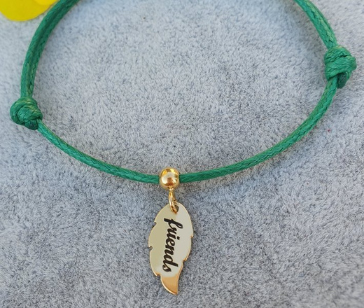 1114 BRANSOLETKA Z GRAWEREM złota na sznureczku dowolna zawieszka