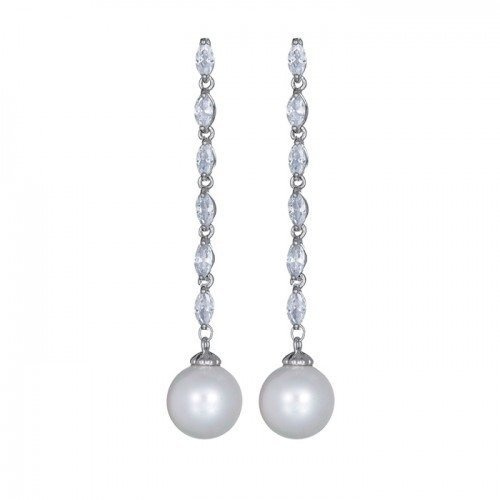 KOL 599/865 KOLCZYKI srebrne wysadzane cyrkoniami z perłą