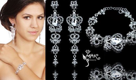 Kpl 656/5 komplet, biżuteria ślubna cyrkonie duże kolczyki