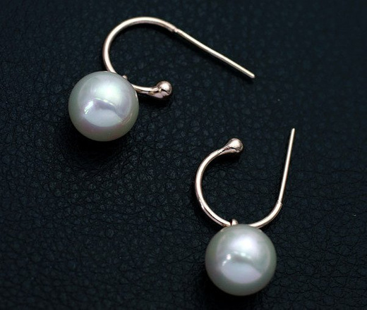 Kol 599/952 złote kolczyki perełki białe