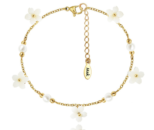 1663 komplet ślubny pozłacany z kwiatuszkami i perłami