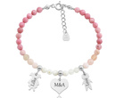 1734/1 różowa bransoletka srebrna 925 z grawerem i kamieniami naturalnymi