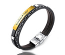 599/992 męska bransoletka z grawerem skórzana złota podwójna
