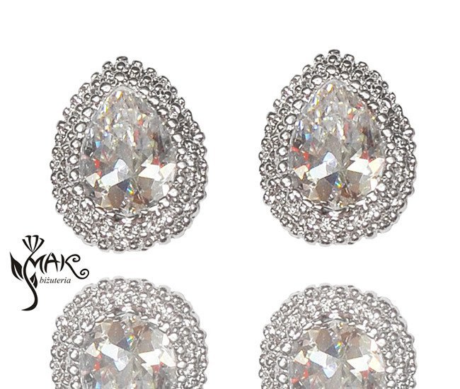 Kol 686/16 KOLCZYKI ślubne, cyrkonie sztyft Piękne