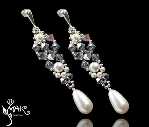 517 biżuteria ślubna komplet Swarovski perełki