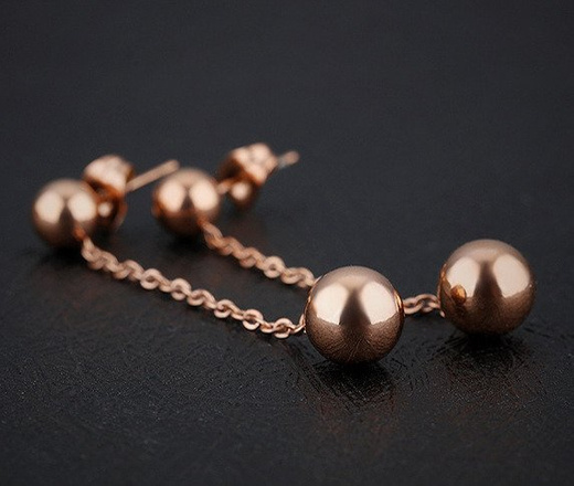 KOL 599/689 KOLCZYKI ze stali, wiszące z perłą, sztyft, złote