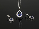 KPL 599/580 komplet kolczyki i wisiorek z szafirowymi łezkami plus łańcuszek, srebrny