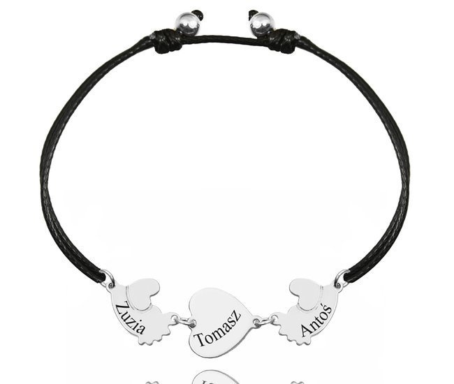 1241 BRANSOLETKA Z GRAWEREM, SREBRO 925 serce stópki