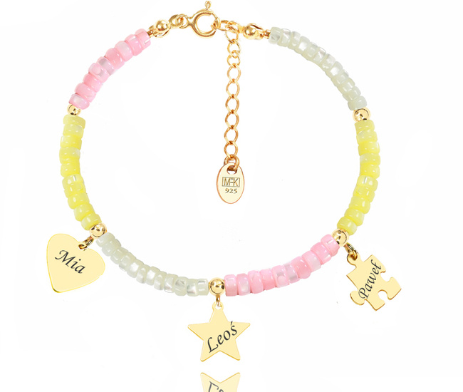 1401 Bransoletka z grawerem trzy zawieszki