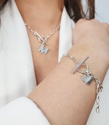 1245/6 naszyjnik srebrny 925 grubszy łańcuszek z koniczynką grawerowany