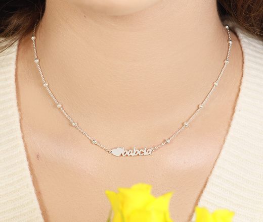 1593/3 naszyjnik dla Babci z napisem i sercem srebrny 925 złocone