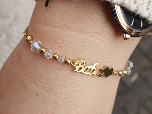 1316 bransoletka srebrna 925 pozłacana Babcia z grawerem