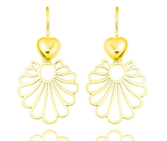 1156  kolczyki srebrne 925 w rozetki serduszko pozłacane