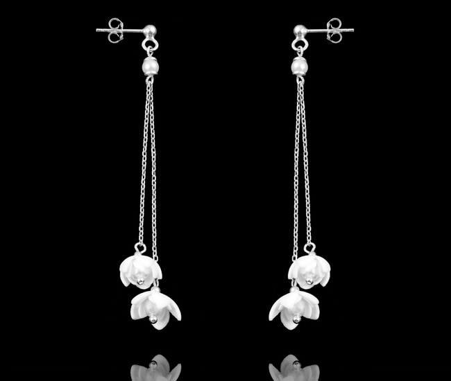 1562 kolczyki srebrne 925 z perłami ślubne z kwiatuszkiem