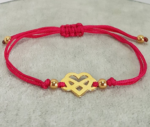 1045 BRANSOLETKA Z GRAWEREM srebrne pozłacane serce infinity na sznureczku