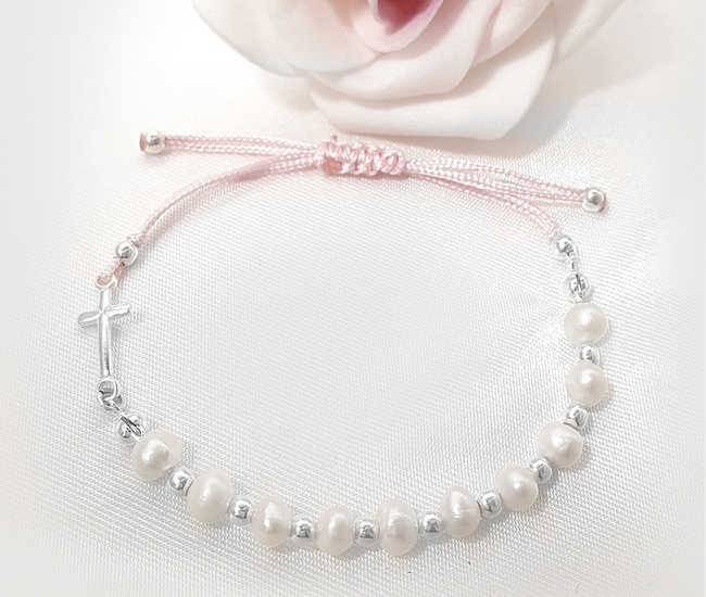 1571/26 bransoletka różaniec s.925 perełki naturalne dla dziecka