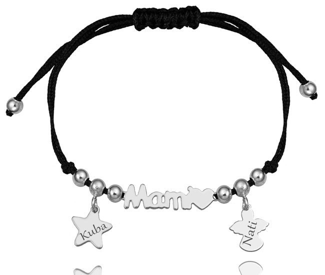 1167 bransoletka grawerowana Mami z gwiazdką i aniołkiem