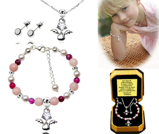 927/3 komplet Swarovski Elements srebro 925 urodziny komunia