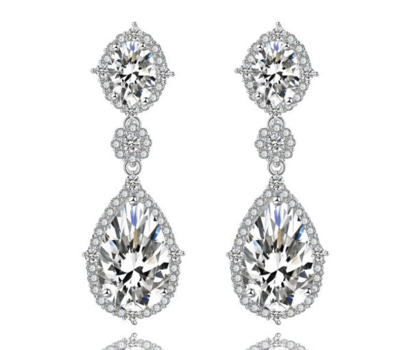 Kol 1291/5 Kolczyki z cyrkoniami łezki na ślub