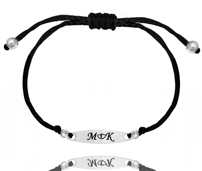 1337 BRANSOLETKA Z GRAWEREM srebrna na sznureczku