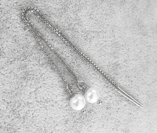 1406 Kolczyki srebrne 925 łańcuszki przeciągane perełki