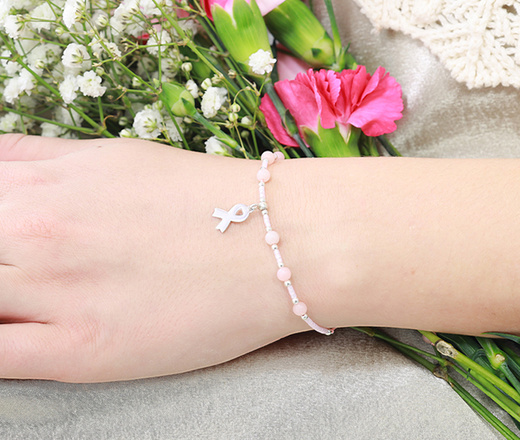 1570/1 bransoletka pudrowy róż wstążka amazonka z grawerem