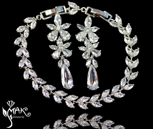 Kpl877 komplet ślubny, biżuteria ślubna z cyrkoniami b599/424 k805/4