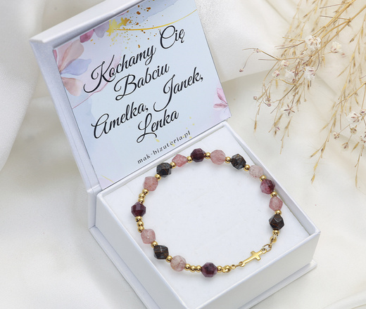 bransoletka różaniec bordowo brązowa 1888/3