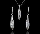 480/197  komplet srebrny z cyrkoniami w kształcie łez