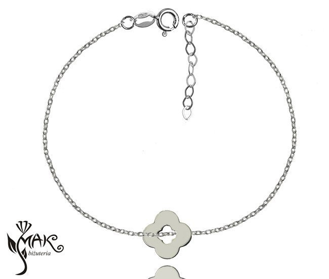 BR744 bransoletka srebro 925 celebrytka koniczynka