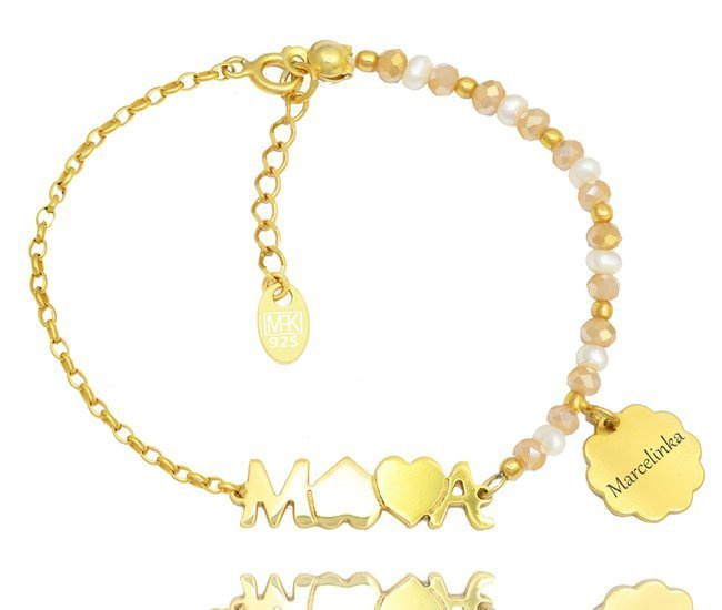 1274/2 bransoletka srebro 925 pozłacane  Mama dla mamy z grawerem