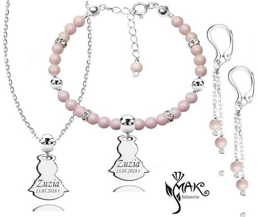 927/1 komplet Swarovski Elements srebro 925 urodziny komunia