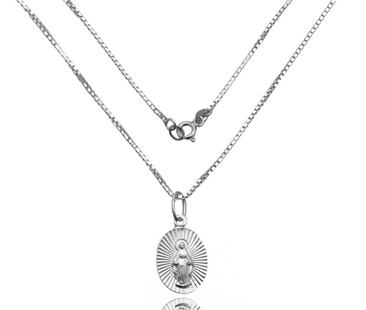 Łańcuszek z medalikiem zestaw upominkowy na Bierzmowanie i Chrzest srebro 925 1843/6