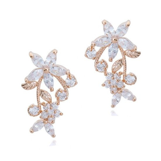 Kol  599/91  kolczyki kryształy złocone kwiatuszki