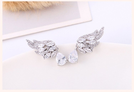 Kol 599/917 Kolczyki z cyrkoniami skrzydła anioła