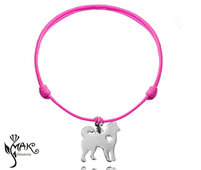 BR842 bransoletka na sznureczku pies stal husky grawer