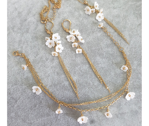 1499 naszyjnik srebrny 925 pozłacany z kwiatuszkami