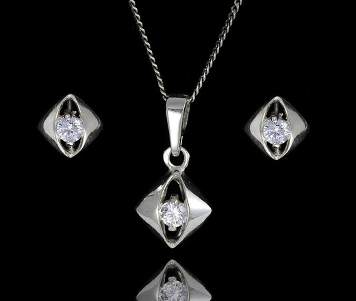 480/167 komplet srebrny romby z błyszczącymi cyrkoniami