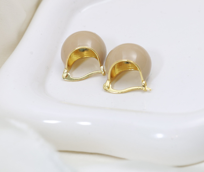 Kolczyki emaliowane duże dmuchane kremowe 1881