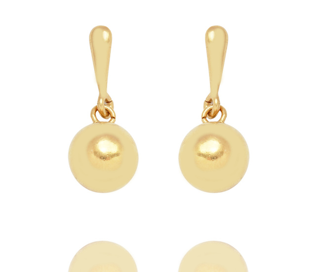 Kolczyki srebrne 925 pozłacane kulki 10 mm 1762