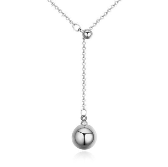 Nk 599/594 NASZYJNIK srebrny, łańcuszek i wisiorek kula