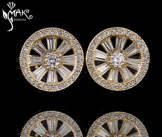 Kpl 655/28 KOMPLET kółeczka z cyrkonią złote