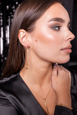 1450 kolczyki srebrne 925 złocone długie z kuleczkami