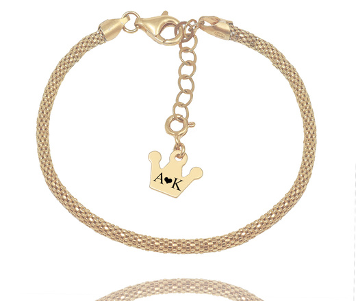 1580 bransoletka srebrna 925 pozłacana gładka z grawerem