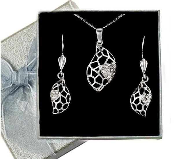 480/250 komplet srebrny ażurowy z błyszczącymi cyrkoniami