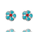 kolczyki dla dziewczynki niebieskie kwiatuszki z emalią 1777/4