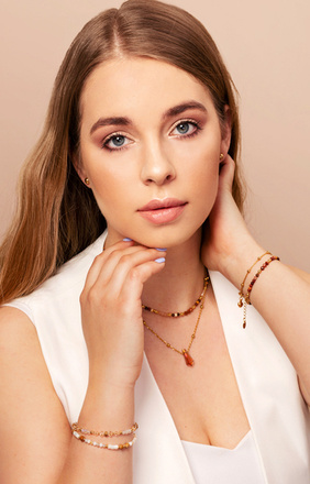 1326/5 naszyjnik pozłacany sopelek kryształowy brązowy